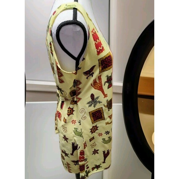 Vintage Connie Choi Mini Dress Size M Yellow Animals Sleeveless Tie - Picture 6 of 13